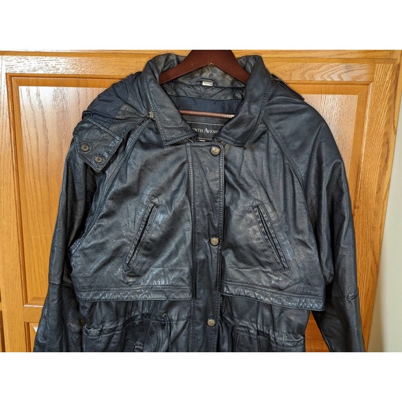 Vintage cincher seventh Avenue leather jacket black trench coat Women size L - Picture 16 of 16